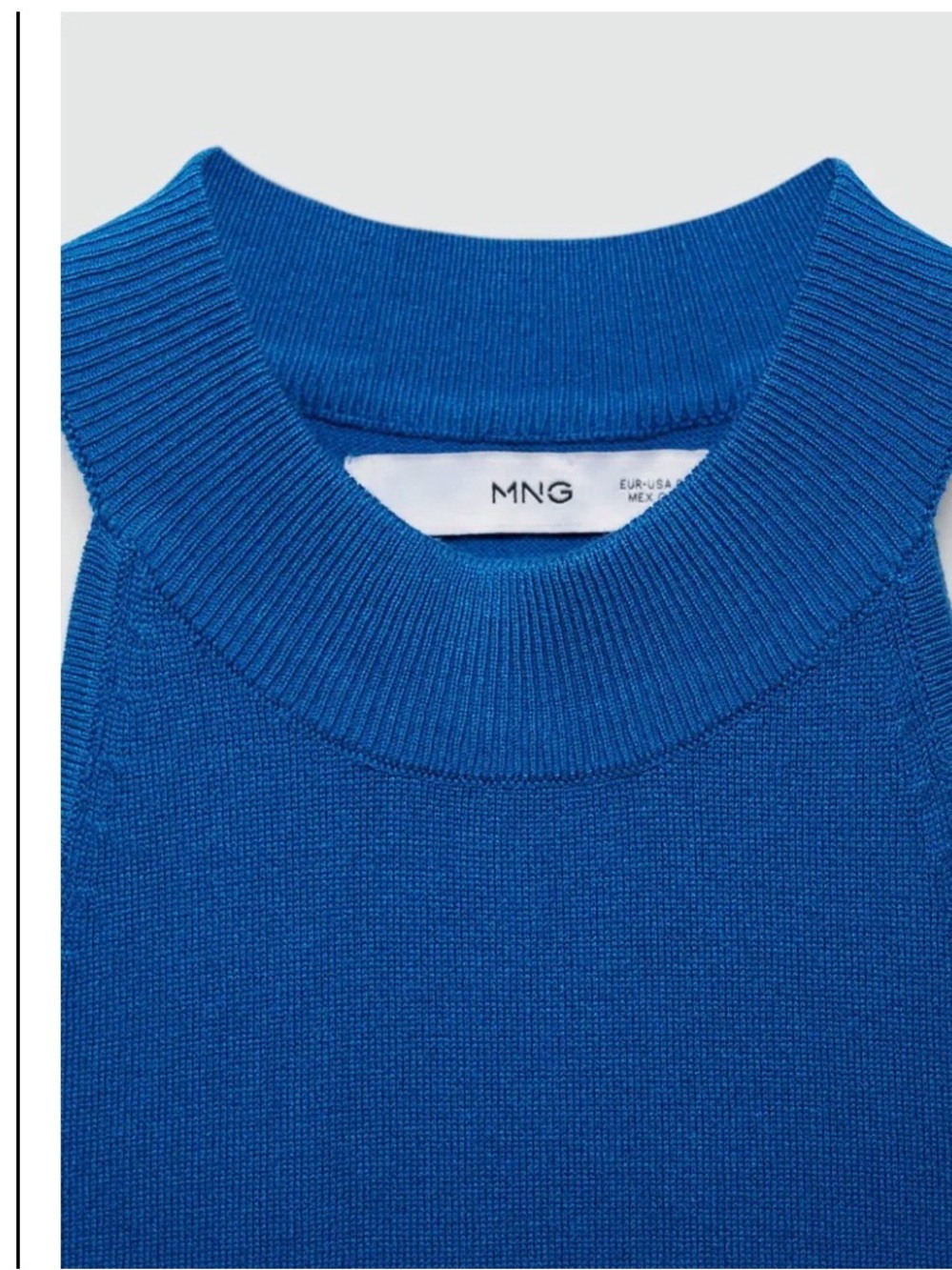 Mango Royal Blue High-Neck Ribbed Tank - Picture 2 of 7